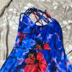 Vibrant Blue and Red Strappy Dress